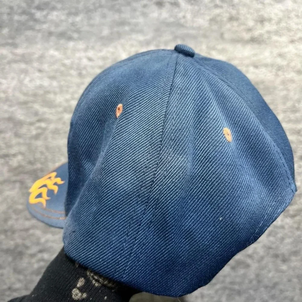 Vintage‎ Harley Davidson Hat Embroidered Flames Y2K Grunge Bike Blue Orange